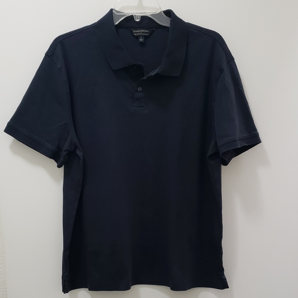 Banana Republic Mens 100% Cotton Navy Blue Polo Shirt